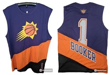 Unk PHOENIX SUNS Basketball Jersey DEVIN BOOKER Diagonal Stripe Sz. LARGE Purple
