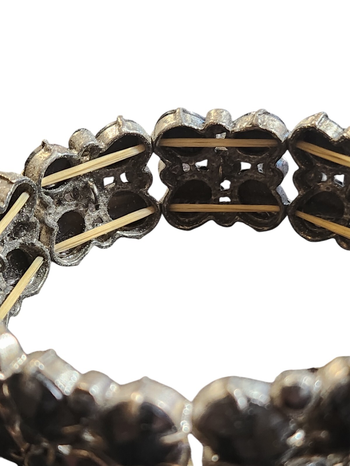 Vintage Stretch Statement Bracelets Set Black & A… - image 6