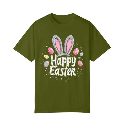 Happy Easter Women's Fashion Printed Round Neck Short Sleeve T-Shirt Pullover - Picture 8 of 33