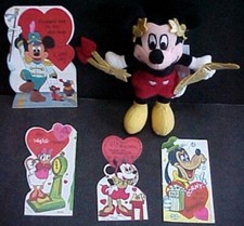 Disney Store Plush Mickey Mouse Cupid Mini Bean Bag Vintage Valentine Card