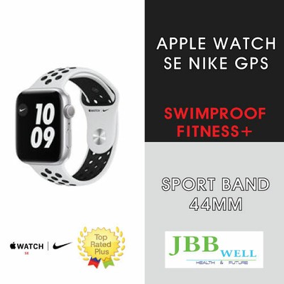 Apple Watch SE Nike 44mm Silver Aluminum w/ Pure Platimum/ Black NIKE GPS  190199821972 | eBay