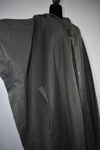eskandar Size 0 Gray Drawstring Hooded Jacket Coat Pockets Poncho Arm Slits Cape - Picture 3 of 20