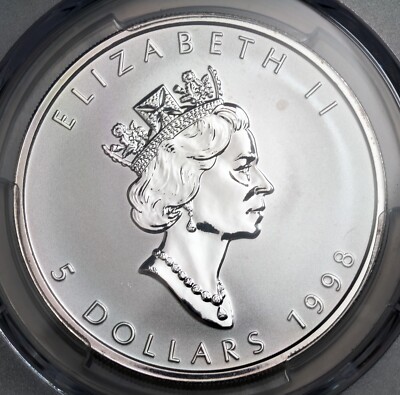 1998, Canada, Elizabeth II. Silver Maple Leaf $5 Tiger Privy Mark