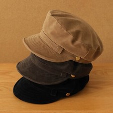 Femme Vintage Vendeur de Journaux Casquette Faux Daim Style Militaire Béret Hat