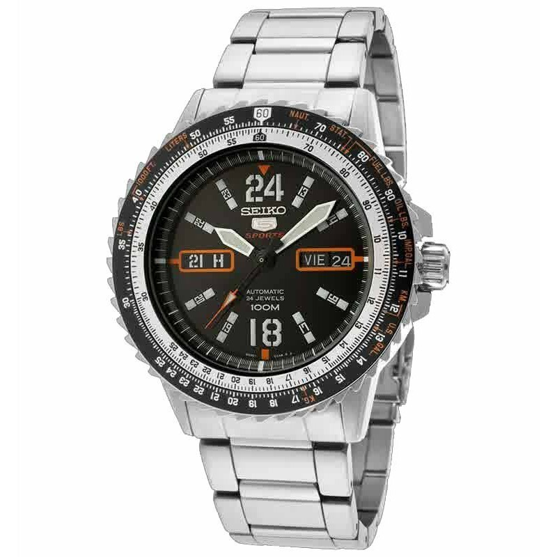 SEIKO 5 オートマチック腕時計 Brand New Seiko 5 Sports SRP347K1 Automatic Black Date Stainless