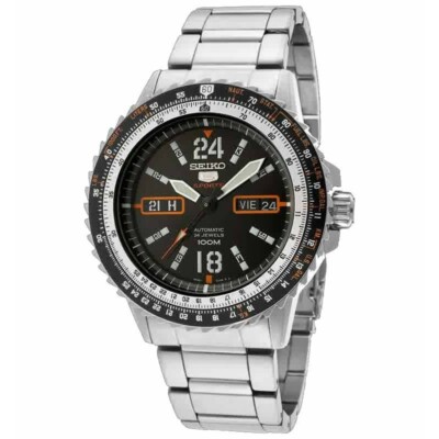 Brand New Seiko 5 Sports SRP347K1 Automatic Black Date Stainless