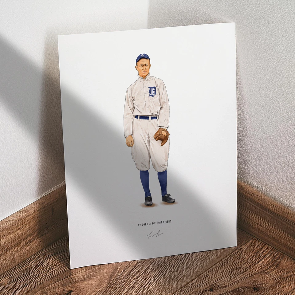 Póster de béisbol Ty Cobb Detroit Tigers V2 impresión 8x10 arte ilustrado Foto 3 de 4