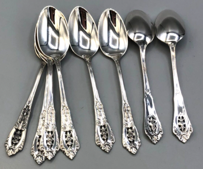Rose Point by Wallace Sterling Silver set of 8 Oval Soup Spoons 7