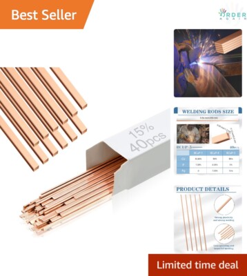 Silver Brazing Rods Silver Brazing Rods 15% Silver 40 pcs for HVAC Refrigeration Copper ...