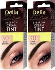 2x 15ml DELIA EYEBROW CREAM TINT. Dark Brown. Professional Colour Tint Kit Set