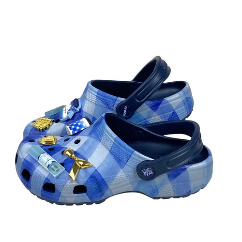Bath and Body Works Women's 7 Men's 5 Gingham Crocs Blue with Gingham Jibbitz - Picture 8 of 15