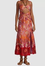 695 Alexis Women's Orange Nisa Floral Cut-Out Midi-Dress Size L