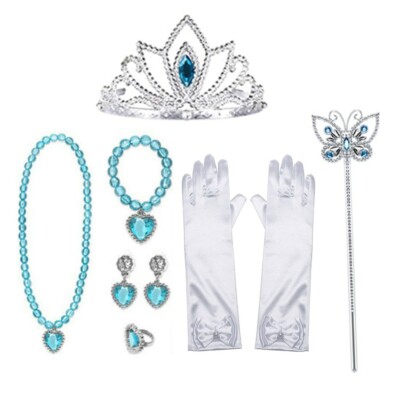 open lace back dress Princess Dress Up Accessories Set for Girls Crown, Wand, Gloves, Neckl   Rocparty