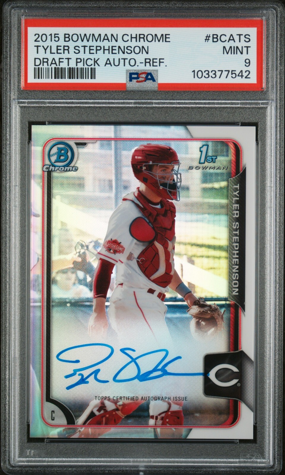 TYLER STEPHENSON 2015 Topps 1st Bowman Chrome Draft AUTO REFRACTOR BCA-TS PSA 9
