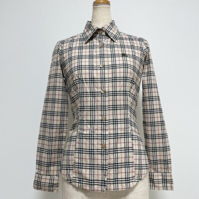 Burberry Blue Label Logo Embroidered Shirt Nova Check Beige Burberry Blue Label Logo Embroidered Shirt Nova Check Beige