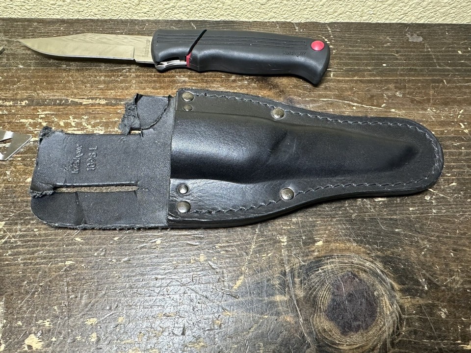 Kershaw Kai 1098L Multi Blade Trader Hunting Knife Gut Hook Saw Leather Sheath eBay