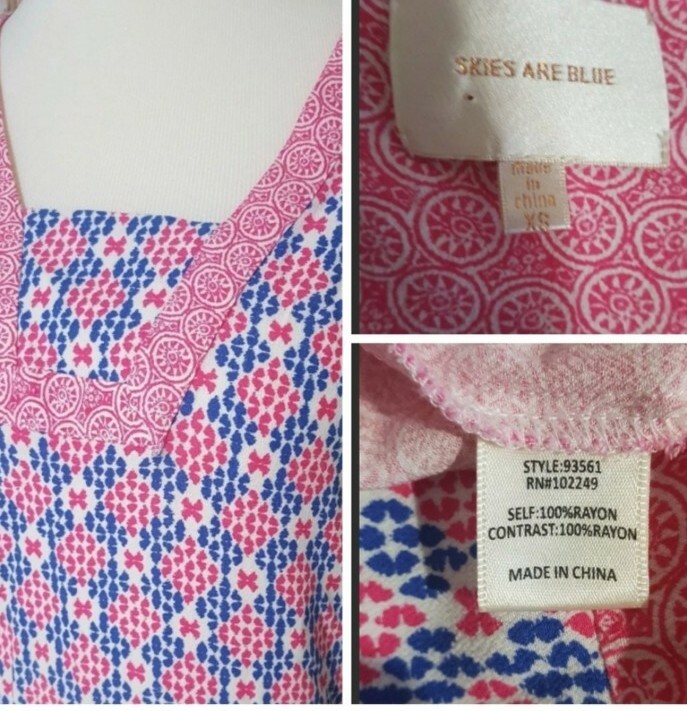 専用1 Skies Are Blue XS Pink Blue Sleeveless Dress Patterned | eBay