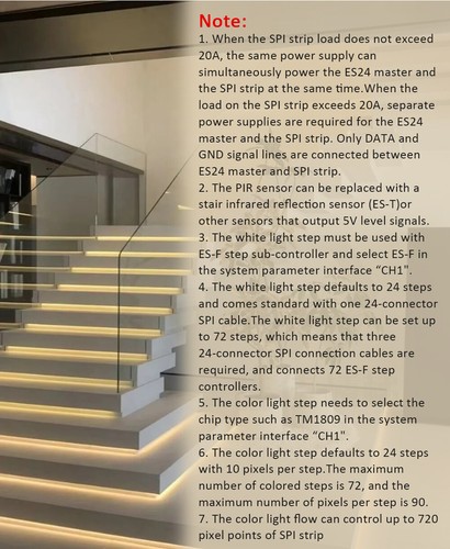 ES24 PIR Motion Sensor LED Stair Light Controller Stairway RGB Pixel Strip light - Picture 14 of 34
