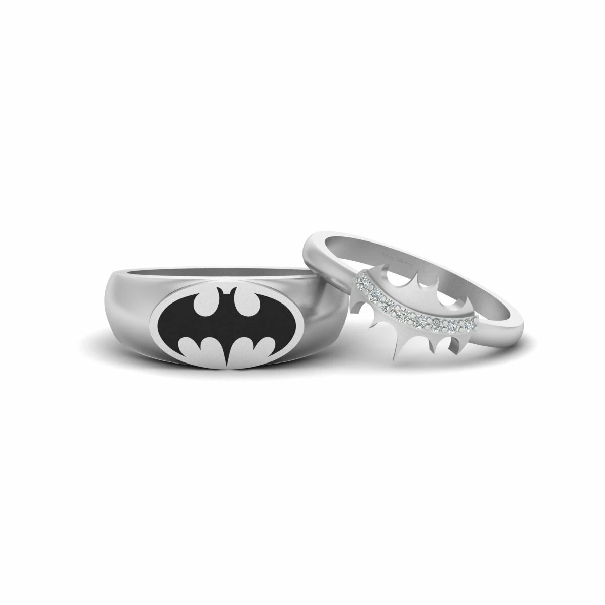 His Her Matching Engagement Wedding Ring Set Bat Couple Rings