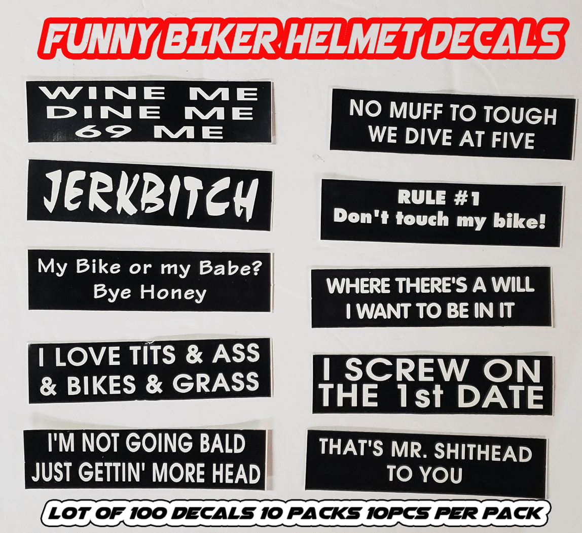 専用　Mサイズ BLACK & WHITE FUNNY MOTORCYCLE HELMET BIKER DECALS STICKERS