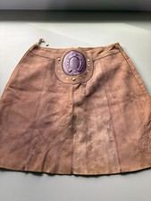 VTG Cowgirl Suede Leather Skirt Boho Hippy Western Oktoberfest France FLAWS READ