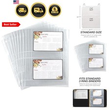 Recipe Card Protectors 50 Pack for 8.5 x 11 Binders Clear 4x6 Pockets
