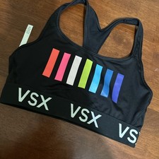 Victoria s Secret VSX The Player Signature Logo Rainbow Racerback Sports Bra M