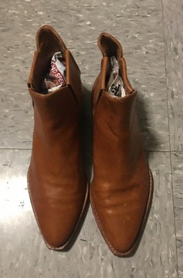 Vintage Joan David Couture Handmade in Italy Camel Leather Ankle Pull on Boots