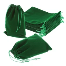 25 Pcs Velvet Drawstring Bag 6 x 8 Inch Jewelry Pouches Gift Bags, Dark Green