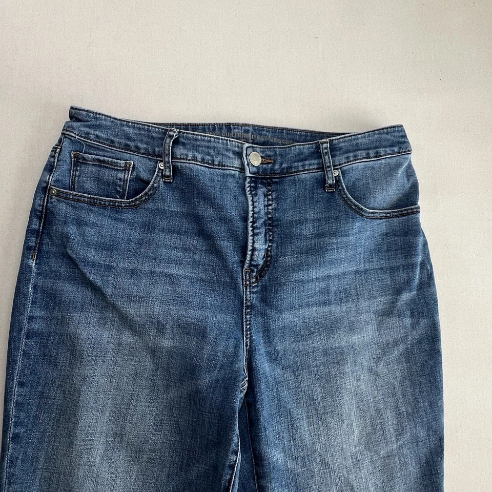 Chico's 女式修身女友踝牛仔裤 2/US 12 装饰下摆波西米亚 — 第 3/4 张图片