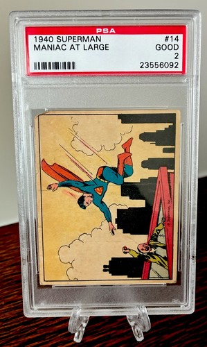 1940 SUPERMAN MANIAC AT LARGE CARD #14 PSA 2 GOOD RARE ISSUE GUM INC. GRADED - Picture 3 of 3