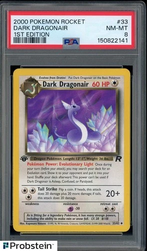 2000 Pokemon Team Rocket 1st Edition #33/82 Dark Dragonair PSA 8 NM-MT