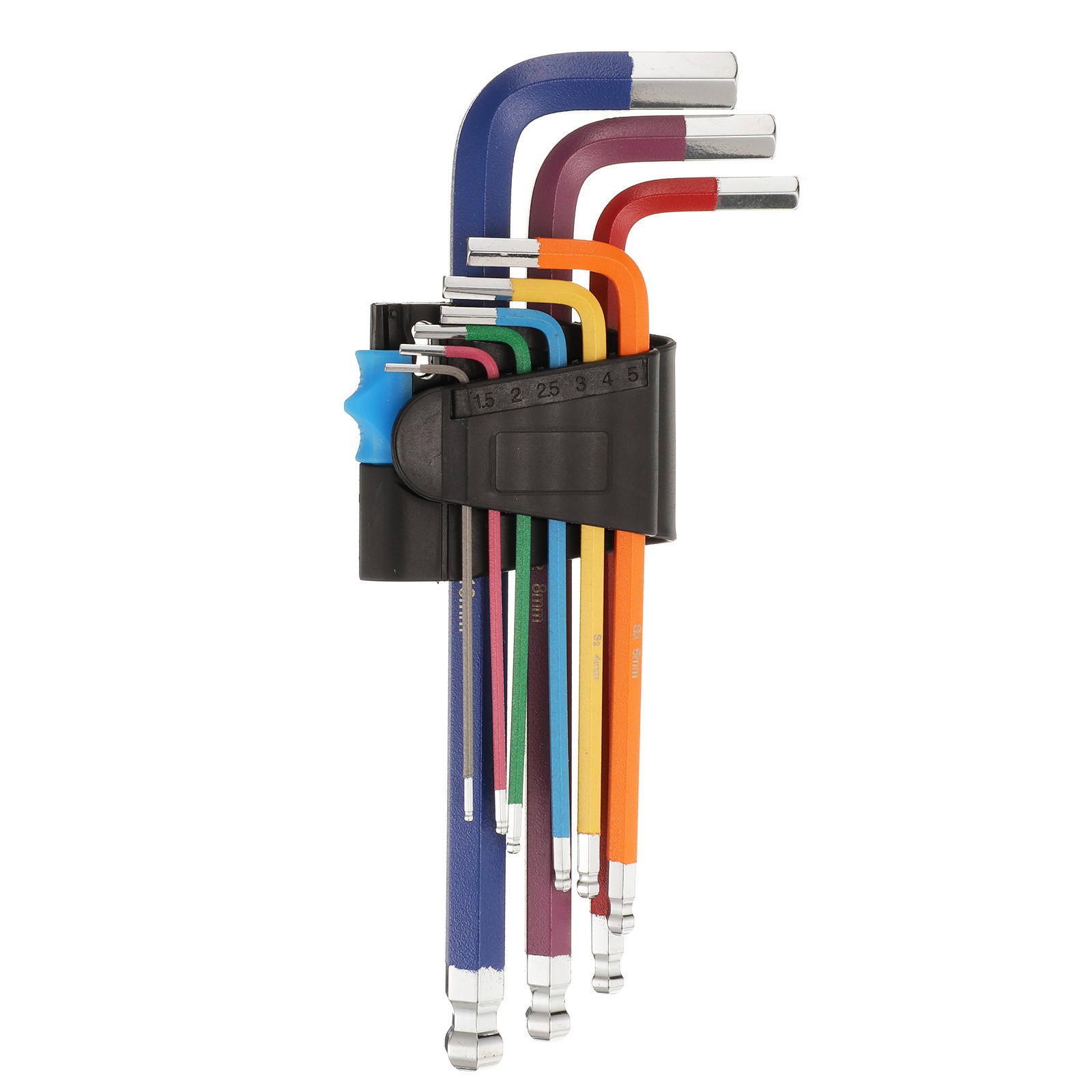 9pcs Ball End Hex Key Wrench Set 1.5-10mm Long Arm L-Shape Metric Wrenches