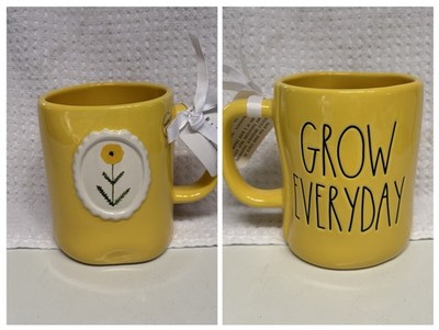 Rae Dunn 'GROW EVERYDAY' Mug, Double Sided, Flower, New!!
