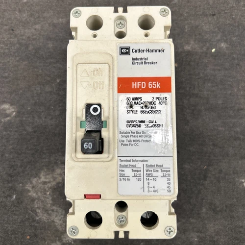 CUTLER-HAMMER 60 Amp 2 Pole Circuit Breaker HFD 65K 600VAC- ECS