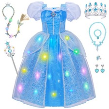 Princess Dress Up for Girls, Light up Halloween Costume for Princess Age 3-10...