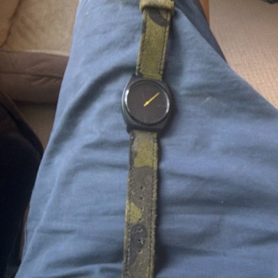 Nixon Time Teller Quartz Wristwatch Black Dial Camouflage Leather Strap