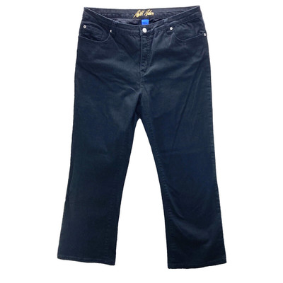 Bill Blass Linear Fit Flare Stretch Denim Pants Jeans Womens 14 34x28 Black