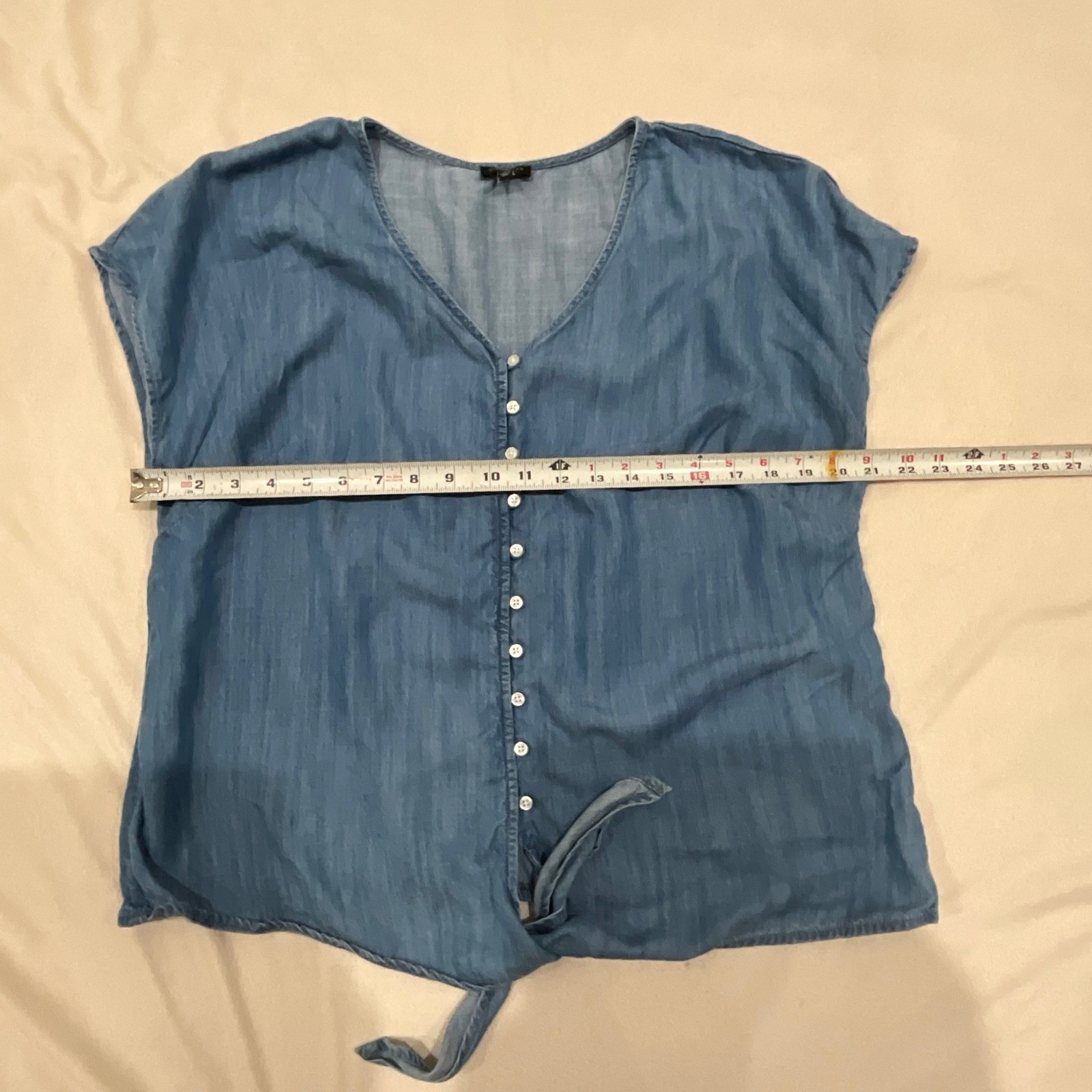 Talbots Women's Chambray Button-Down Tie-Front To… - image 9