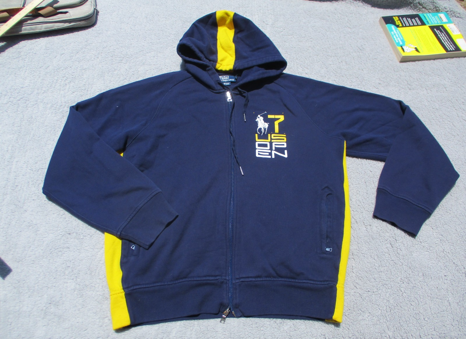 Polo Ralph Lauren US Open Tennis felpa con cappuccio XLarge full zip 2007 blu navy big pony