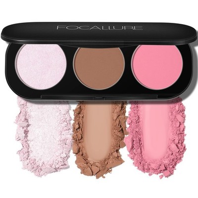 FOCALLURE Blush and Highlighter Palette,3 in 1 0.25 Ounce (Pack of 1), #06