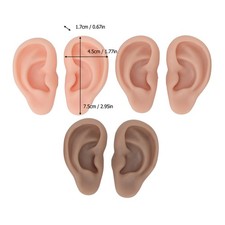 ¦3 Pairs Silicone Ear Model Soft Flexible Ears 3 Colors Artificial Reusable For