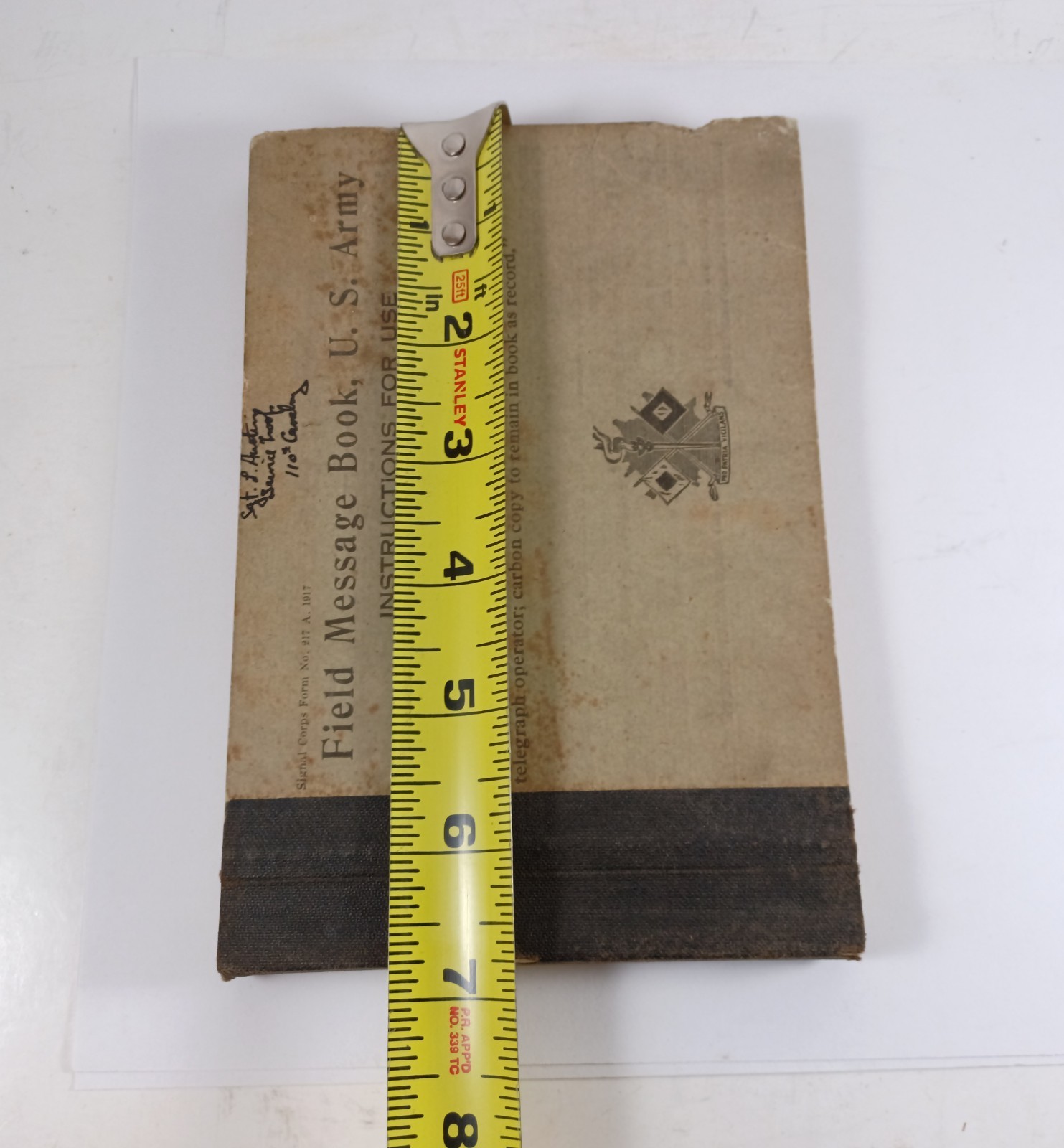 Antique 1917 U.S Army Signal Corps Field Message Book, Pages Unused 
