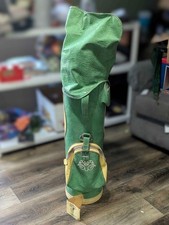 Ram Golf Bag Vintage Embroidered Ram Logo Emerald Yellow Textured Leather