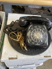 Old Vintage Rotary Dial Black Automatic Electric Phone Needs Repair