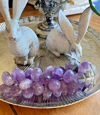 Große Amethyst Weintraube ca. 750 g – Edelstein Traube mit Metallblättern – Deko