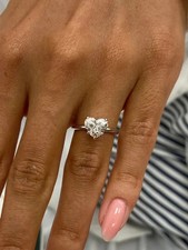2CT Heart Cut Real Moissanite Solitaire Engagement Ring 14k White Gold Plated