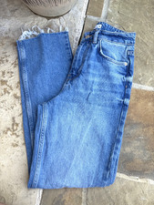 NWOT Zara Z1975 Jeans Size 2 Denim Straight Cut Mid Blue 6164/537 Raw Hem