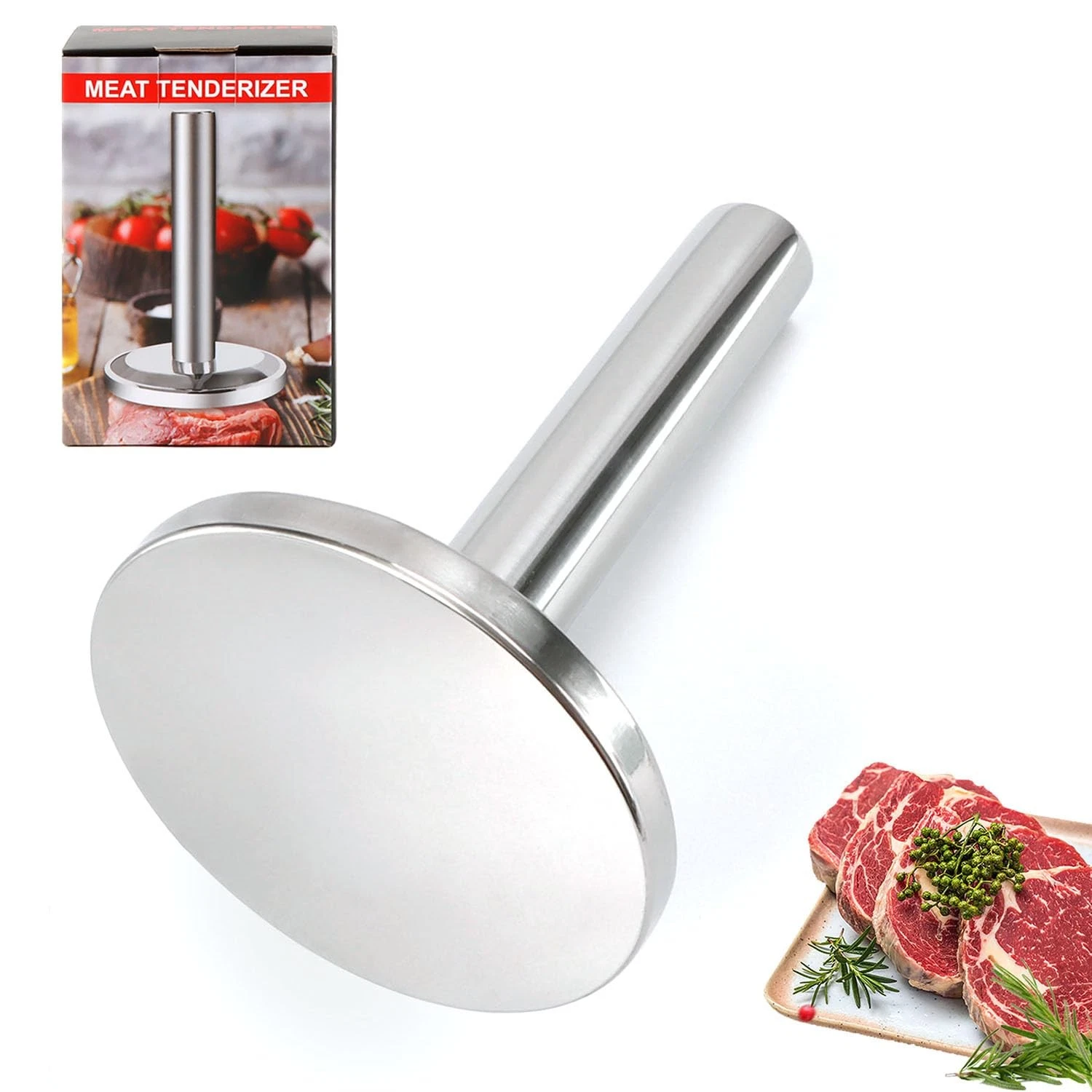 Meat Tenderizer Hammer, Meat Pounder Flattener, Stainless Steel Kitchen Meat ...