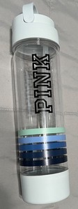 Victoria's Secret PINK Clear Campus Water Bottle w/ Stripes White Flip Top 24oz